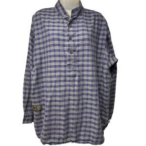Vermont Flannel Co. Size Medium Henley Pajama Top Purple Gray Plaid Shirt Unisex